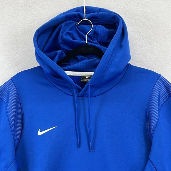Nike Dri-Fit Men’s Hoodie Sz L Blue Pullover Kangaroo Pocket 100% Polyester EUC - Picture 3 of 11